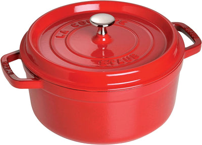 Cast Iron Dutch Oven 5.5-Qt round Cocotte, Made in France, Serves 5-6, Cherry