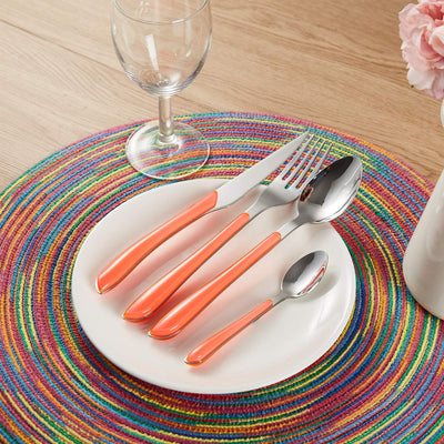 24PCS Colored Flatware Set Stainless Steel Silverware Cutlery Utensil with Colorful Handles for Home Kitchen Hotel Restaurant Service for 6 Dishwasher Safe