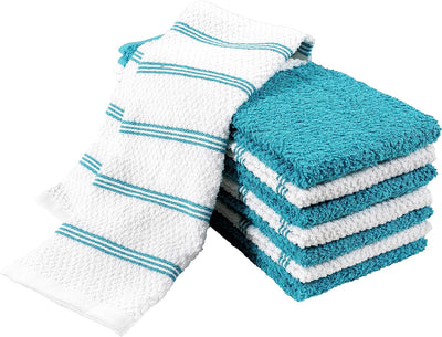 Pantry Set of 8 Piedmont Kitchen Towels | Set of 8, 16X26 Inches | Ultra Absorbent Terry Cloth Dish Towels - Dark Gray (Teal, Kitchen Towel 16X26)