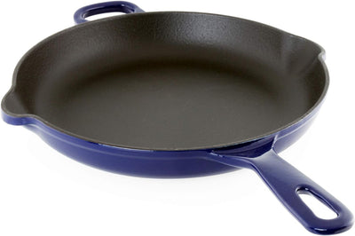 Enameled Cast Iron Cookware, 10 Inch Skillet, Cobalt Blue