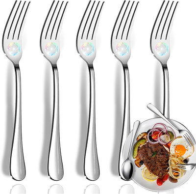 Forks, Dinner Forks, Set of 5 Top Food Grade Stainless Steel Silverware Forks, Table Forks, Flatware Forks,8 Inches, Mirror Finish & Dishwasher Safe, New Apartment Essentials Cutlery Set