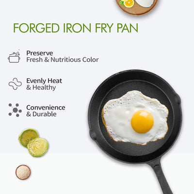 Nonstick Frying Pan Skillet, 10 Inch Large Cast Iron Skillet, Premium Pre-Seasoned like Surface for Cookware Oven/Broiler/Grill Safe, Kitchen Deep Fryer, Restaurant Chef Quality