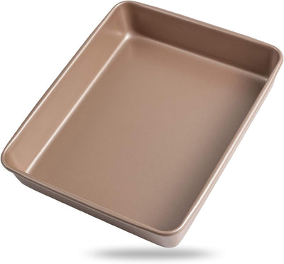 Baking Pan 11 X 9 Inch,Non-Stick Coating/Deepened Professional Bakeware,Suitable for Oven (Champagne Gold)