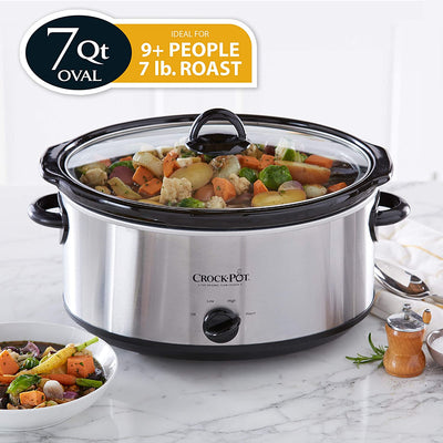 7 Quart Oval Manual Slow Cooker, Stainless Steel (SCV700-S-BR)