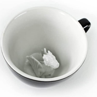 Dragon Ceramic Cup (11 Ounce, Black) - Hidden Animal inside - Holiday and Birthday Gift for Coffee & Tea Lovers