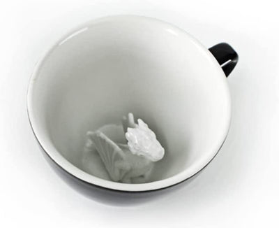 Dragon Ceramic Cup (11 Ounce, Black) - Hidden Animal inside - Holiday and Birthday Gift for Coffee & Tea Lovers