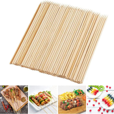 Bamboo Skewers,  8 Inch Bamboo Sticks 100Pcs BBQ Kabob Skewers,Grill, Appetizer, Fruit, Corn, Chocolate Fountain, Cocktail, Art, Set of 100 Pack