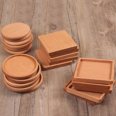 1PC Beech Black Walnut Wood Coasters Tea Coffee Cup Pad Placemats Decor Insulation Cup Mat Household Square round Drink Mat