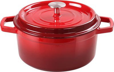 5QT Red Dutch Oven,Enameled Cast Iron Dutch Oven Casserole Dish, Large Loop Handles & Self-Basting Condensation Ridges on Lid