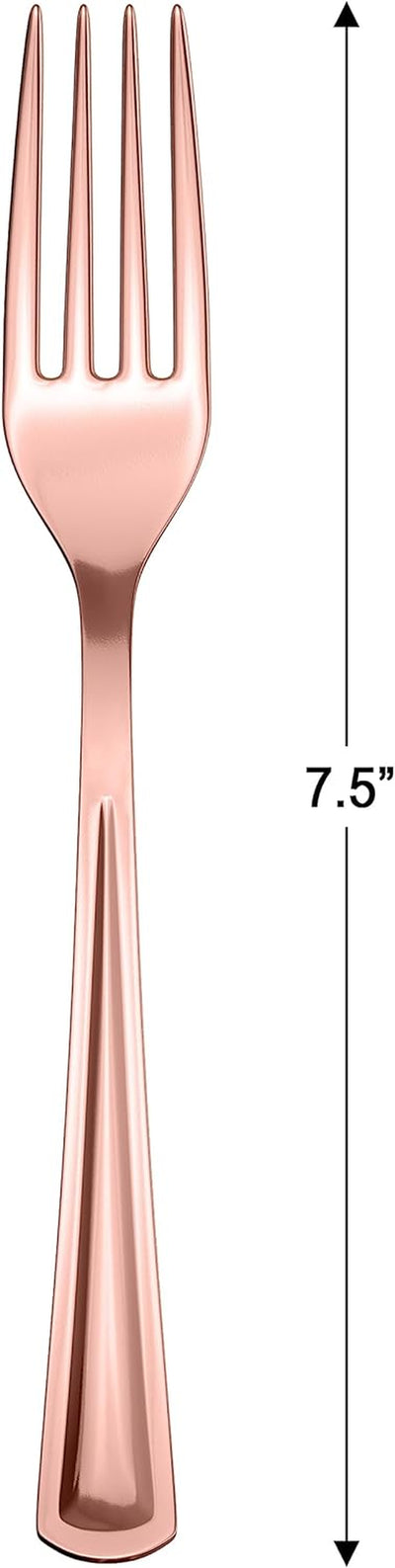 120 Pack Rose Gold Plastic Forks Heavy Duty - Rose Gold Disposable Silverware - Rose Gold Plastic Silverware - Rose Gold Forks Disposable Plastic Cutlery - for Catering, Parties, Weddings .