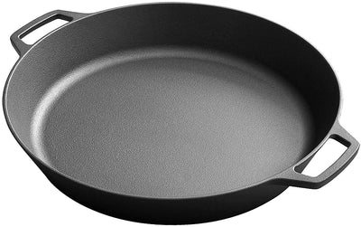 Pre-Seasoned Cast Iron Skillet, Large 15" Dual Handle Frying Pan for Bread, Baking,Pizza, Outdoor Cooking, Camping, Grill, Stovetop, Oven Safe Cookware
