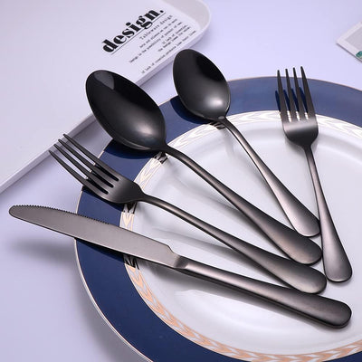 20 Pcs Black Silverware Set Service for 4,Premium Stainless Steel Flatware Set,Mirror Polished Cutlery Eating Utensil Set,Include Fork Knife Spoon Set,Dishwasher Safe