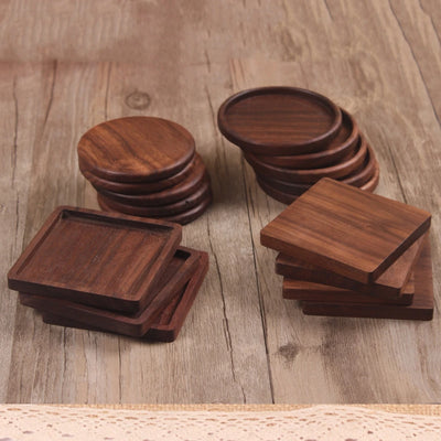 1PC Beech Black Walnut Wood Coasters Tea Coffee Cup Pad Placemats Decor Insulation Cup Mat Household Square round Drink Mat
