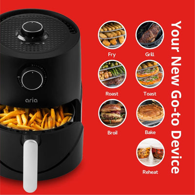 Teflon-Free 3 Qt. Premium Ceramic Air Fryer with Recipe Book, Lux Black