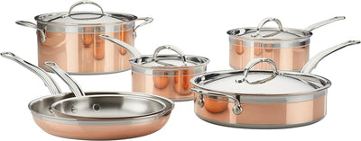 - Copperbond Collection - 100% Pure Copper 10-Piece Ultimate Cookware Set, Induction Cooktop Compatible