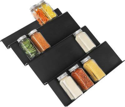 Drawer Spice Organizer- Spice Organizer for Drawer- Black Drawer Spice Rack- Drawer Spice Organizer Insert - Spice Rack Drawer Organizer, 1 Pack
