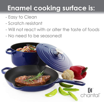 Enameled Cast Iron Cookware, 3 Pc Set, Cobalt Blue