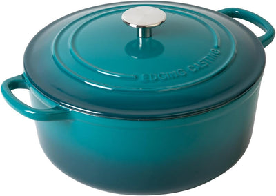 Enameled Cast Iron Dutch Oven Pot with Lid, 3.5 Quart, for Bread Baking, Cooking, Darkcyan