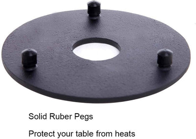 - Black Cast Iron Teapot Trivet with Rubber Pegs for Kitchen or Dining Table, 5.5 Inch Diameter