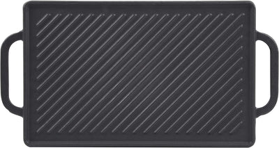 Cast Iron Reversible Grill Griddle，Double Sided Grill Pan Perfect for Gas Grills and Stove Tops, 13 X 8.25 Rectangular Baking Flat and Ribbed Griddle Plate