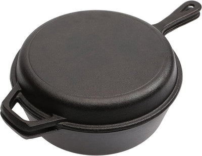 Camping Dutch Oven, 6 Quart Pre-Seasoned Camp Cookware Pot with Lid - Lid Lifter, Cast Iron Deep Pot with Metal Handle for Camping Cooking BBQ Baking Campfire