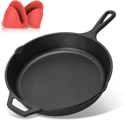 Professional Chef Grade Cast Iron Skillets 12 Inch Pre-Seasoned Cast Iron Pan Non- Stick for Home, Camping Indoor and Outdoor Cooking, Frying Pan, Searing and Baking on Stove Top