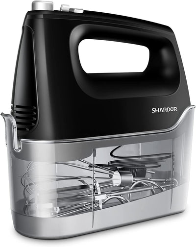 Hand Mixer Electric, 6 Speed & Turbo Handheld Mixer with 5 Stainless Steel Accessories, Electic Mixer for Whipping, Mixing Cookies, Brownie, Cakes, Dough Batters, Snap-On Storage Case, Black