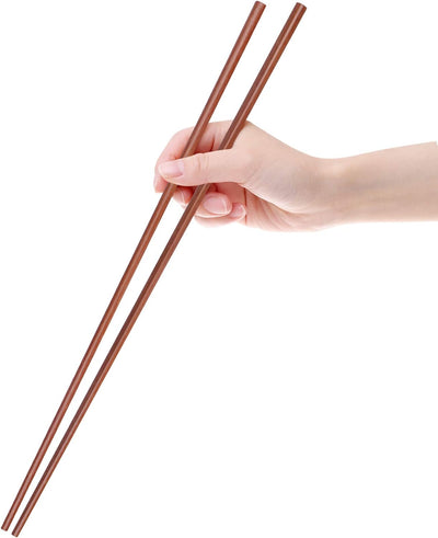 16.5 Inches Wooden Cooking Chopsticks Reusable for Noodles Frying Hotpot Extra Long Kitchen Chop Sticks Brown 2 Pairs