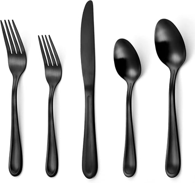 Matte Black Silverware Set,Begeel 20 Piece Stainless Steel Flatware Set,Satin Finish Tableware Utensil Set,Service for 4,Upgraded Cutlery Set for Kitchen and Home,Dishwasher Safe
