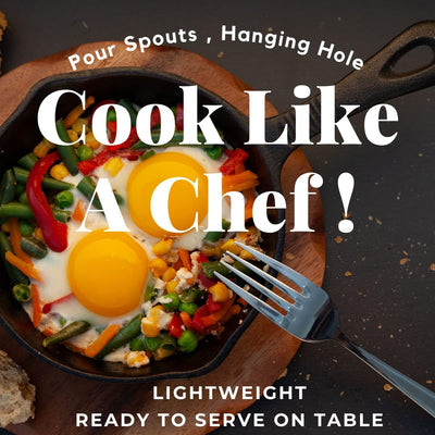 Preseasoned Cast Iron Skillet 8 Inch with Removable Silicone Handle Grip and Pan Scraper, Small Cast Iron Fry Pan for Indoor and Outdoor Use, Ovenproof, Stovetop, Induction Safe Seasoned Skillet