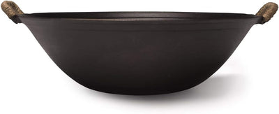 Zhensanhuan Handmade Cast Iron Wok No Coating No Painting Healthy, Flat Bottom, Induction Suitable (36CM (14.2Inches))