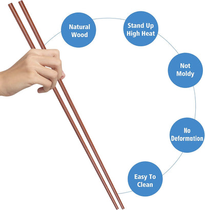 16.5 Inches Wooden Cooking Chopsticks Reusable for Noodles Frying Hotpot Extra Long Kitchen Chop Sticks Brown 2 Pairs
