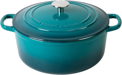 Enameled Cast Iron Dutch Oven Pot with Lid, 3.5 Quart, for Bread Baking, Cooking, Darkcyan