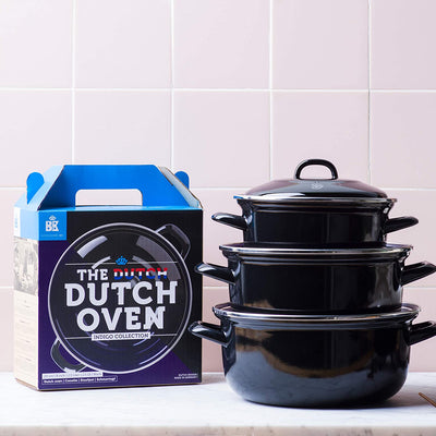 Indigo Aluminum Heavy-Gauge Carbon Steel, Induction, 2.5 QT Nonstick Glaze Dutch Oven, Dishwasher Safe, Black