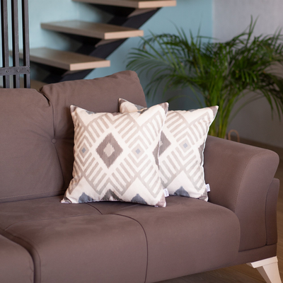 Ikat Set of 2 Square Boho Throw Pillow Covers