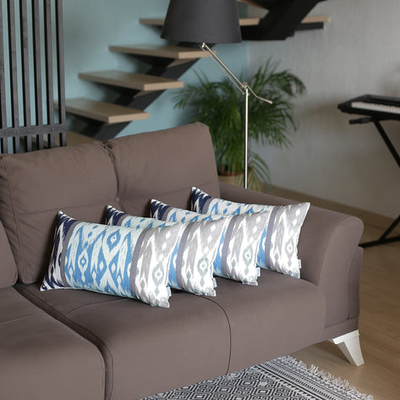 Ikat Set of 4 Lumbar Boho Throw Pillow Covers