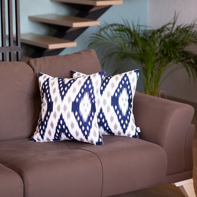 Ikat Set of 2 Square Boho Throw Pillow Covers