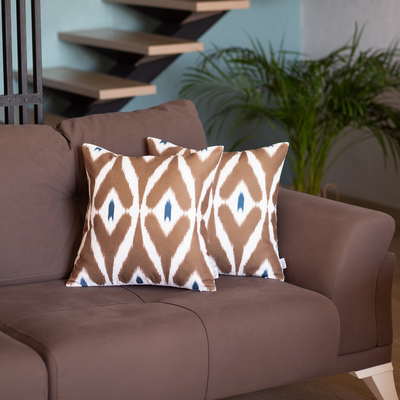 Ikat Set of 2 Square Boho Throw Pillow Covers