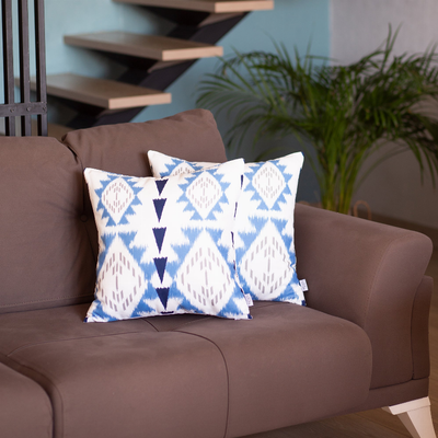 Ikat Set of 2 Square Boho Throw Pillow Covers