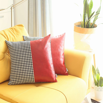 Boho-Chic Vegan Faux Leather Throw Pillow Covers Set of 2