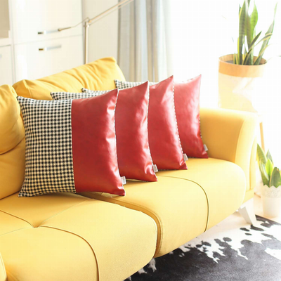 Boho-Chic Vegan Faux Leather Throw Pillow Covers Set of 4