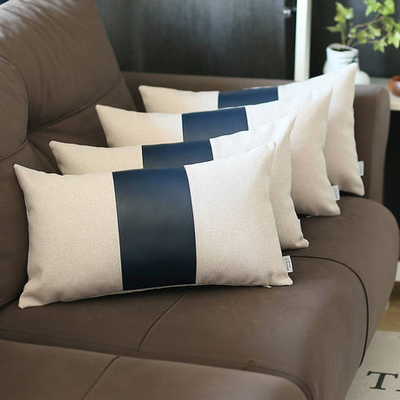 Vegan Faux Leather Detailed Throw Pillow Covers