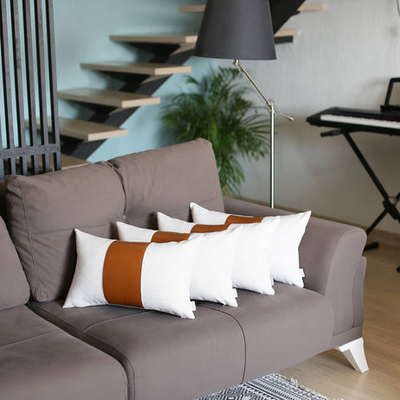 Vegan Faux Leather Detailed Throw Pillow Covers