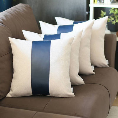 Vegan Faux Leather Detailed Throw Pillow Covers
