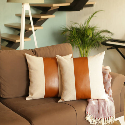 Vegan Faux Leather Detailed Throw Pillow Covers