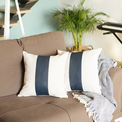 Vegan Faux Leather Detailed Throw Pillow Covers