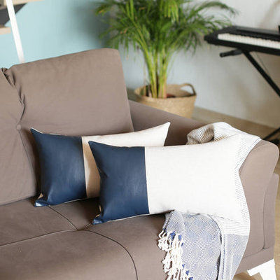 Vegan Faux Leather Detailed Throw Pillow Covers