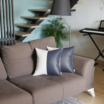 Vegan Faux Leather Detailed Throw Pillow Covers