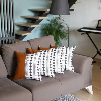 Bohemian Vegan Faux Leather Throw Pillow Covers