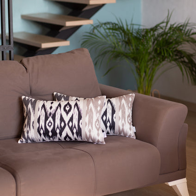 Ikat Set of 2 Lumbar Boho Throw Pillow Covers